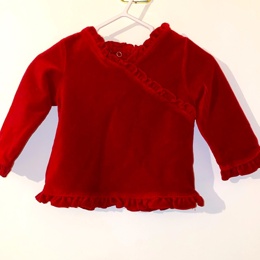 CHILDRENS PLACE RED CHRISTMAS FRIENDLY VELOUR TOP